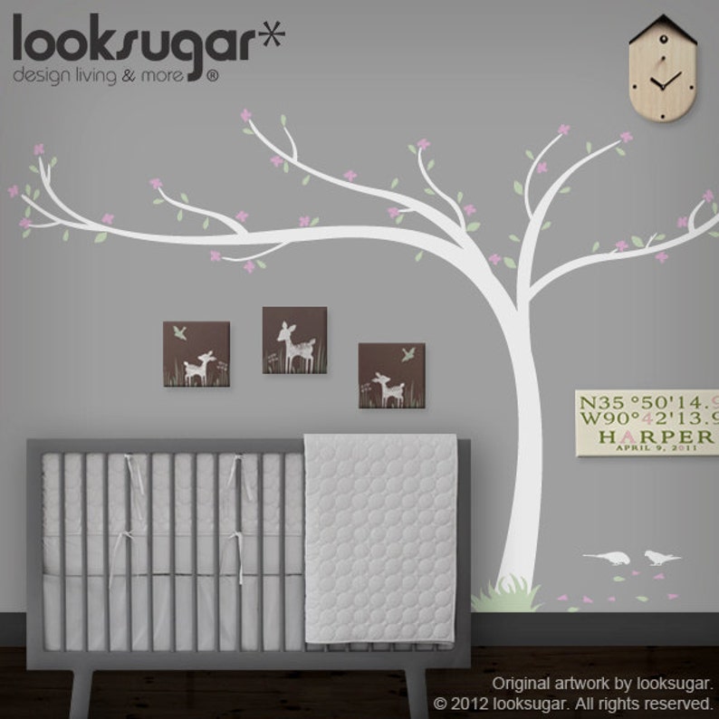 Children Tree Decal Nursery Wall Decals with Birds Nature Etsy
