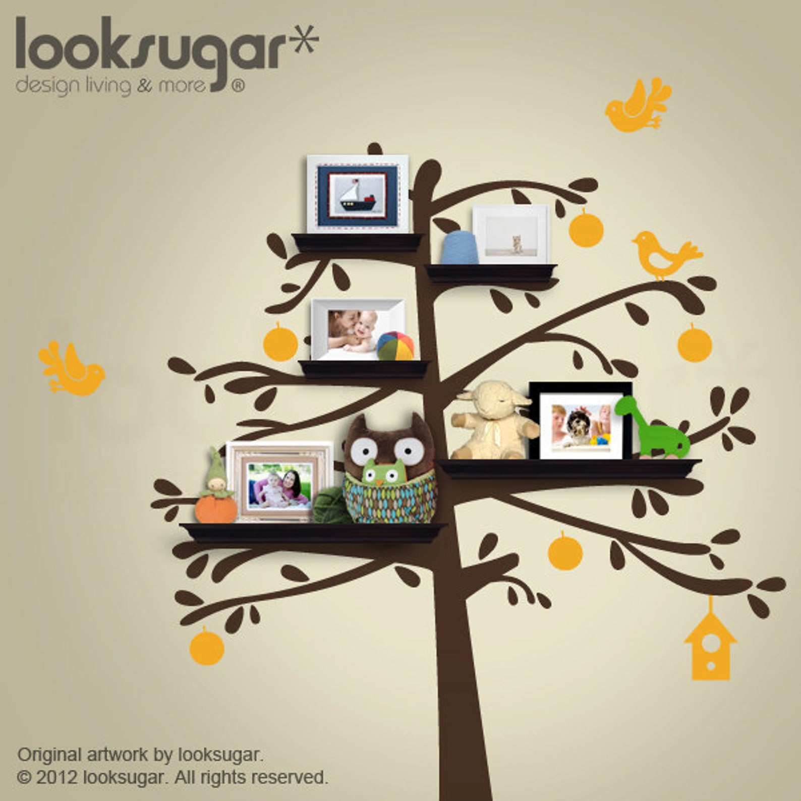 Tree Shelves Wall Decals With Birds for Children's Room / Etsy