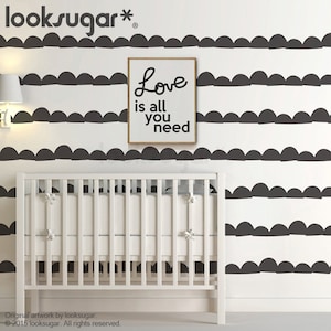 Half Moon Wall Stripes with Wallpaper effect. Stripe Wall Decal for home or office. Baby Nursery Decal - AP0025NR