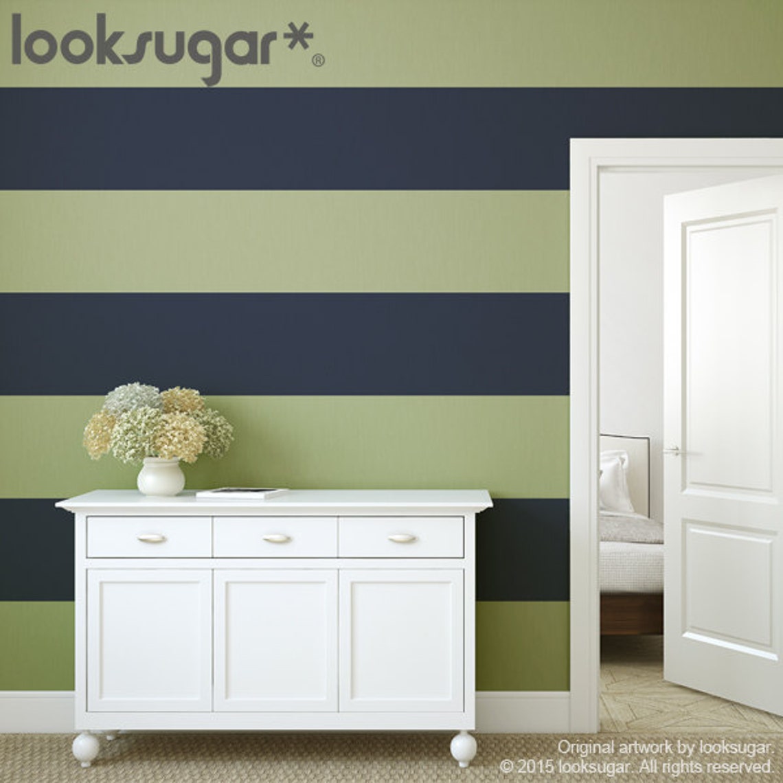 Stripe Wall Decal Wall Stripes Decal with Wallpaper effect . Etsy