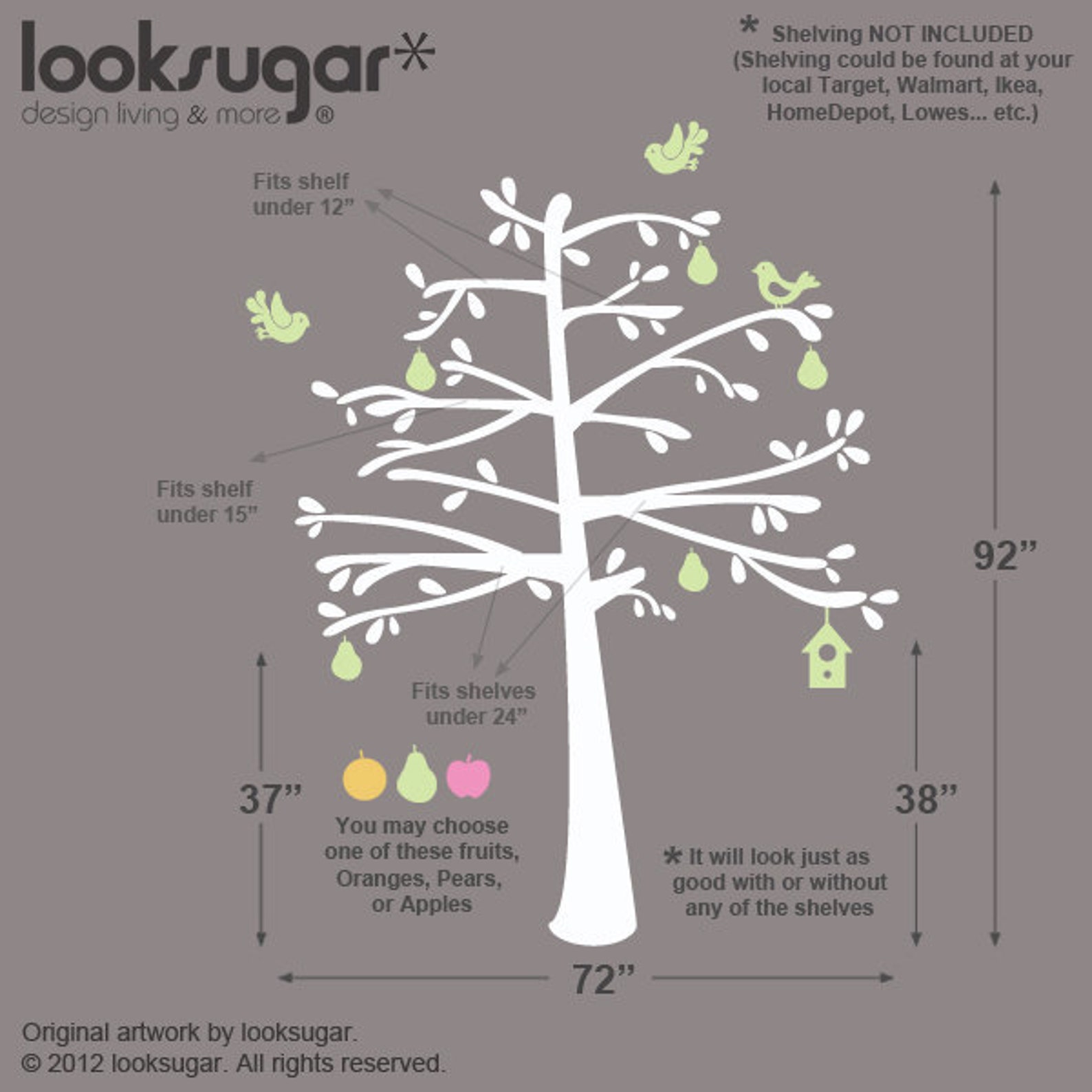 Wall Decals Shelving Tree Decals Tree Decal Tree Wall Etsy