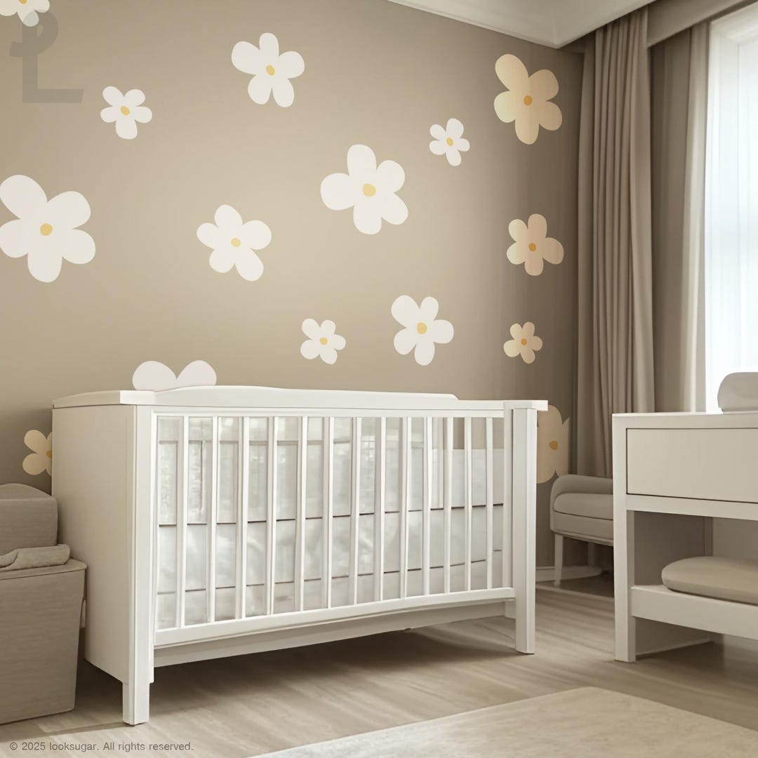 Large Daisy Flower Wall Decal for Baby Nursery - Floral Vinyl Sticker ...