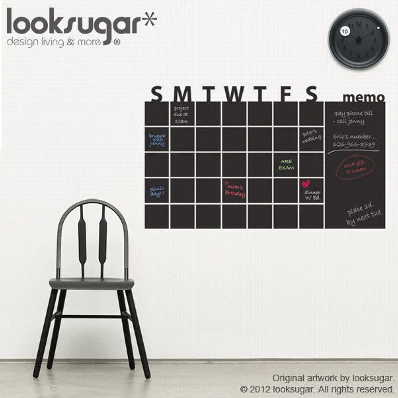 Chalkboard Decal Wall Calendar / Planner 0092 Etsy