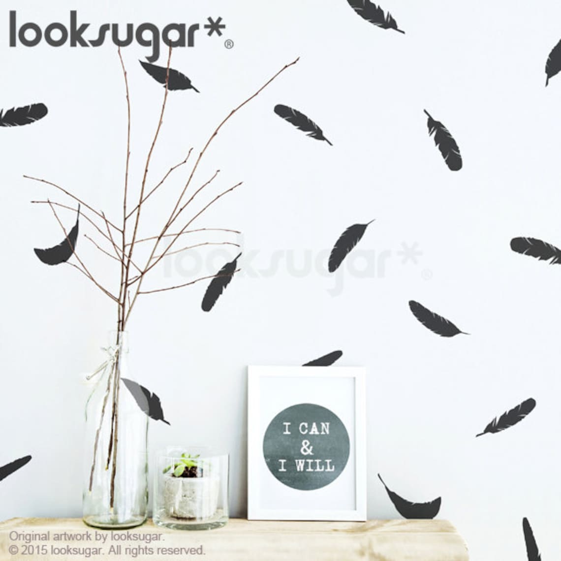 Feather Wall Decals. Modern Nursery Decal. Feather Wall Etsy