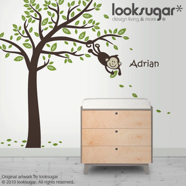 Kids Wall Decal Monkey Tree Wall Decal with Personalized Etsy
