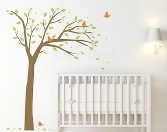 Wandtattoo Vogelbaum. Wandtattoo für Babyzimmer. Wandtattoo für Kinder. Weißer Baum Wandaufkleber. LSWD-0068