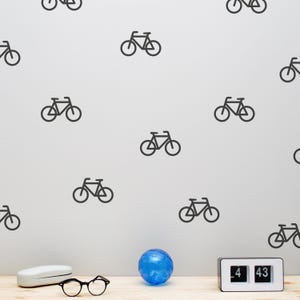Bicycle Wall Decals with Wallpaper and Stencil Effect . Bike Decals . Bicycle Stickers . Cycling Wall Art . Bike Lovers Gift . AP0048TF
