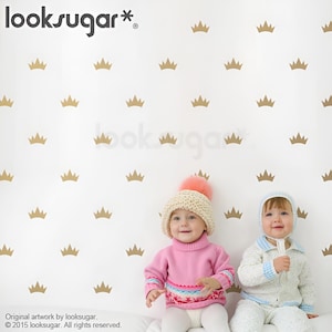 Crown Wall Decals for Modern Home / Baby Nursery - Removable Crown Stickers - Prince & Princess Room Décor - Wallpaper Effect - AP0040NF