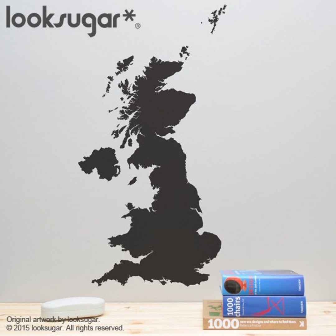 England Map Wall Decal - United Kingdom Map - UK Stickers - Britain Map ...