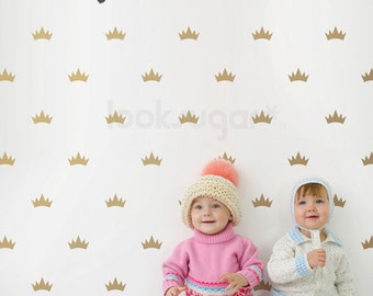 Kronenaufkleber. Moderner Aufkleber für das Kinderzimmer. Abnehmbarer Kronen-Wandaufkleber. Kinderzimmer-Aufkleber „Prinz/Prinzessin“ – AP0040NF