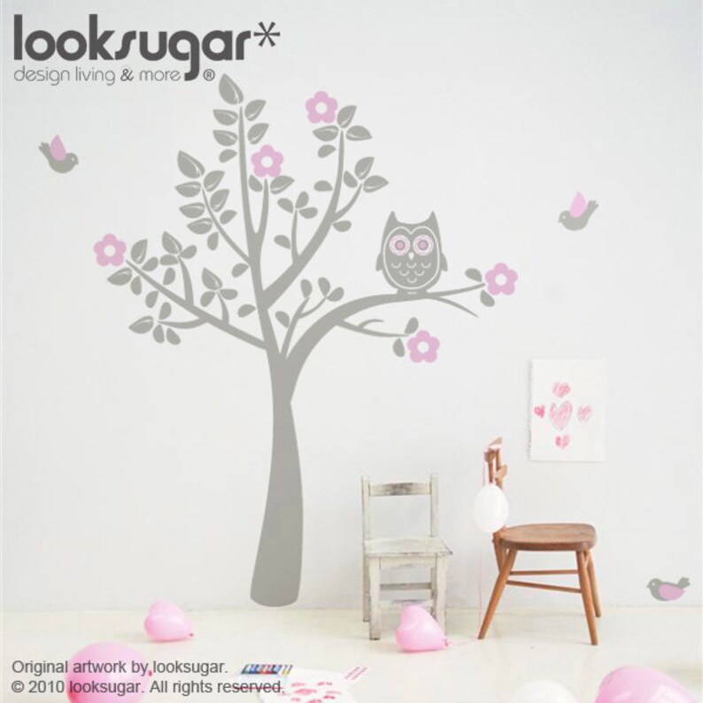 Owl Tree Wall Sticker for Your Modern Nursery Bird Tree Wall Etsy