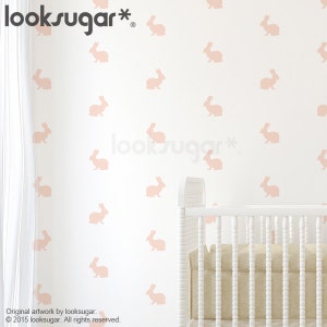 Rabbit Decal With Wallpaper or Wall Stencil Effect . Rabbit - Etsy