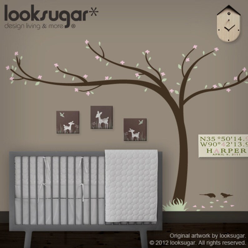 Children Tree Decal Nursery Wall Decals with Birds Nature Etsy