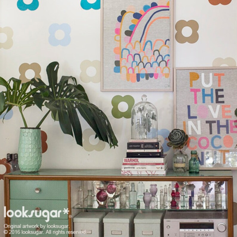 Mid Century Modern Decal Floral Pattern Wall Decals With Etsy