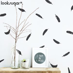 Feather Wall Decals – Elegant Feather Stickers for Nursery, Bedroom, Living Room – Modern Wall Art Décor – AP0037NF