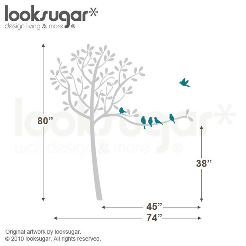 Nursery Wall Decal Bird Tree Wall decal Modern Nursery Vinyl Wall Decal Tree Wall Decal 0049 Tree Decal Children Wall Stickers