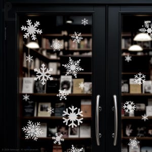 Snowflake Vinyl Decals - Winter Holiday Decorations for Walls, Windows, Glass, Storefronts - Christmas Snowflake Stickers Home Décor - SL010