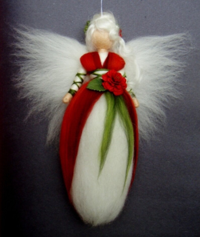 RED ROSE Fairy Needle Felted Wool Doll Angel Faeries Soft Etsy