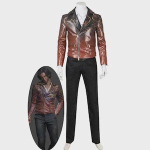 Resident Evil 4 Luis Serra Men’s Brown Vintage Leather Jacket – Retro Motorcycle Style Riding Coat