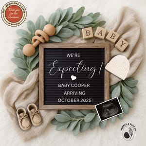 Schwangerschaftsankündigung Digitaler Download für Social Media -Babyankündigung Flat Lay - Baby Reveal Board -Schwangerschaftsankündigung Digital