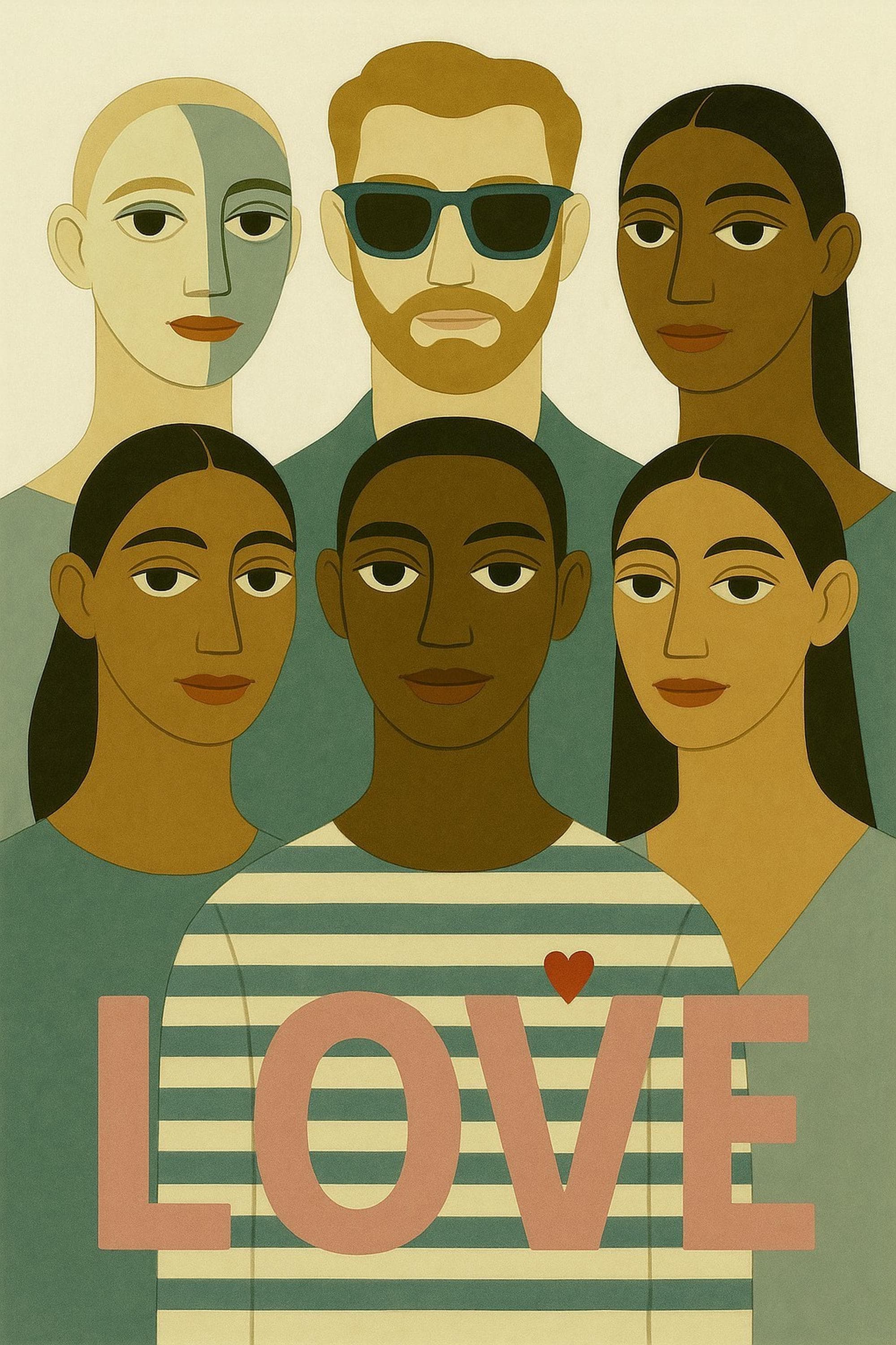 Acrylic Print,Love Has No Borders – Modern Minimalist Diversity Art Print, Interracial Love Poster, Inclusive Wall Art