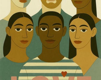 Love Has No Borders – Modern Minimalist Diversity Art Print, Interracial Love Poster, Inclusive Wall Art, Equality and Freedom Decor