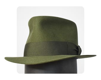 Custom Fedora - The Bootlegger - Handmade, Moss Vintage Styled Classic Hat
