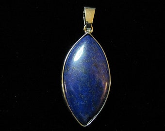 Marquise Lapis Lazuli Cabochon Pendant in Silver setting with Bale