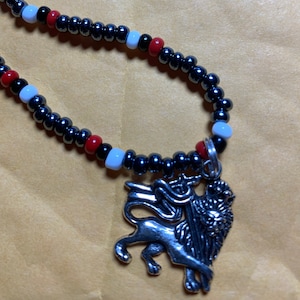 Hematite Trinidad Flag Lion of Judah Necklace
