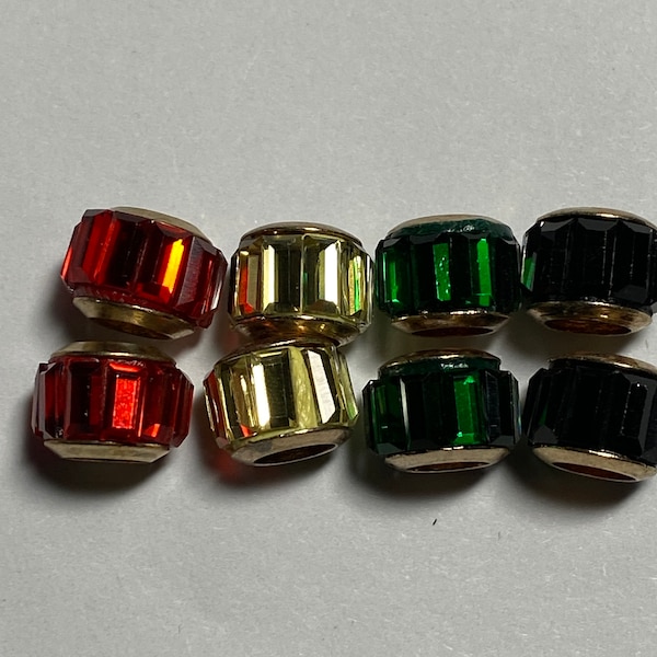 Irie Beads Rasta Red Yellow Green Black Large Hole Rhinestone Beads 10mm