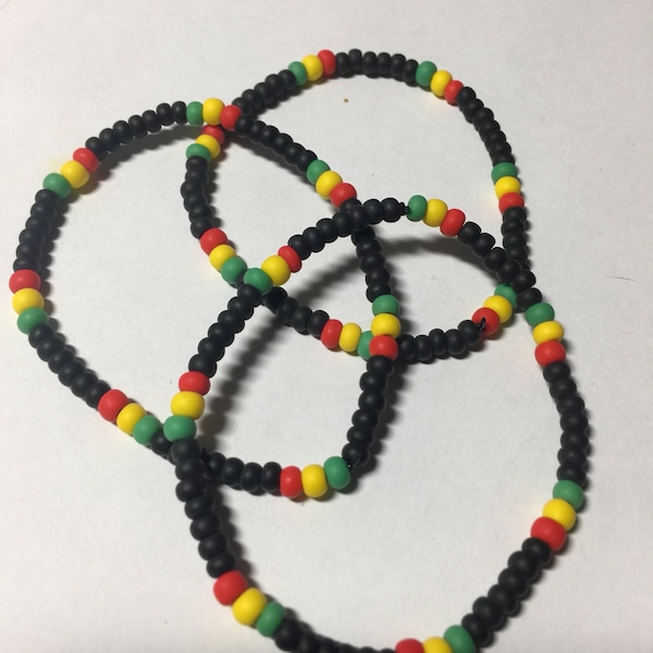Black, Red, Yellow and Green Bead Bracelet Etsy