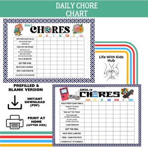 Daily Chore Chart Printable Reward Tracker for age 8-13