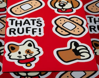 That’s Ruff Friends Sticker Sheet - Ruff the Beagle and Blotches the Cat | Eco-Friendly Stickers | Zero-Plastic | Durable | UV Resistant
