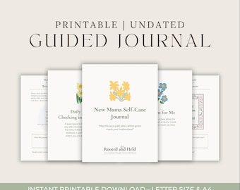 New Mom Self-Care Journal Printable | Postpartum Reflection Pages | Daily Grace Guided Journal for Moms | Mental Health & Mindfulness PDF