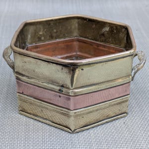 Vintage  Solid Brass & Copper Hexagon Shaped Succulent Planter / Plant Pot