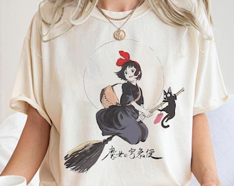 Camiseta de "Servicio de Entregas de Kiki", con personajes de Studio Ghibli, Kiki y Jiji, regalo para amantes del anime, ropa de calle japonesa Y2K.