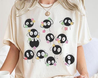 Camiseta, sudadera con capucha y personajes de Studio Ghibli de El viaje de Chihiro con bolas de hollín, ideal para niños pequeños, ideal para amantes del anime (japonés)