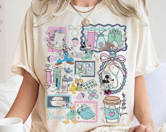 Camiseta de enfermera de Disney con lazo coqueto de Mickey y sus amigos, Baymax enfermera, camiseta del Día de la Enfermera 2026, Vida de enfermera, Escuela de enfermería, Regalo de graduación de enfermería