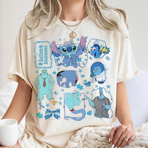Disney Autism Awareness Blue Characters Shirt, Hades Monster Inc Inside Out Stitch Tee , Autism Month Shirt, Autism Mom Understand Love Tee