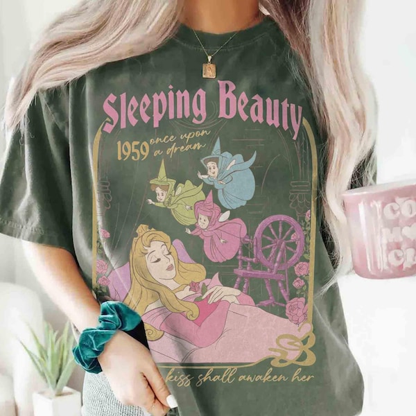 Camiseta retro Aurora Princesa La Bella Durmiente One Upon A Dream 1959, Camiseta Flora Fauna Personajes Merryweather, Regalo para ella, Viaje de chicas a WDW