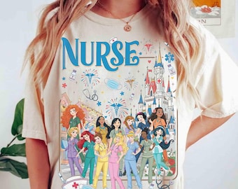 Comfort Colors Magical Castle Disney Princess Nurse Group Shirt, Happy Nurse Day 2026 Tee, Nurse Life, Nursing School, Nurse Graduation Gift