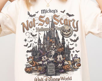 Vintage Mickey’s Not So Scary Halloween Party Shirt, Mickey & Friends Skeleton Halloween, Disney Parks Halloween Trip, WDW Family Vacation