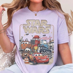 Camiseta retro de Rayo McQueen de Star Wars, camiseta de Rayo McQueen de Pixar, camiseta de McQueen de Star Wars, camiseta de parodia de Disney, camiseta de vacaciones familiares de Disney imagen 1