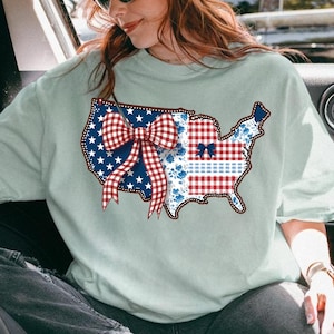 Retro America USA Map Png, Cotteque Bow USA Map Png, Bible Verse Design, 4th Of July Png, USA Flag, American Girl, American 1776 Shirt Png