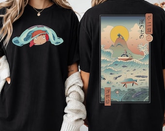 Camiseta vintage de Ponyo, sudadera, sudadera con capucha, camiseta de Studio Ghibli, camiseta de Ponyo, camiseta de Sosuke, camiseta de regalo de Studio Ghibli, camiseta Y2K