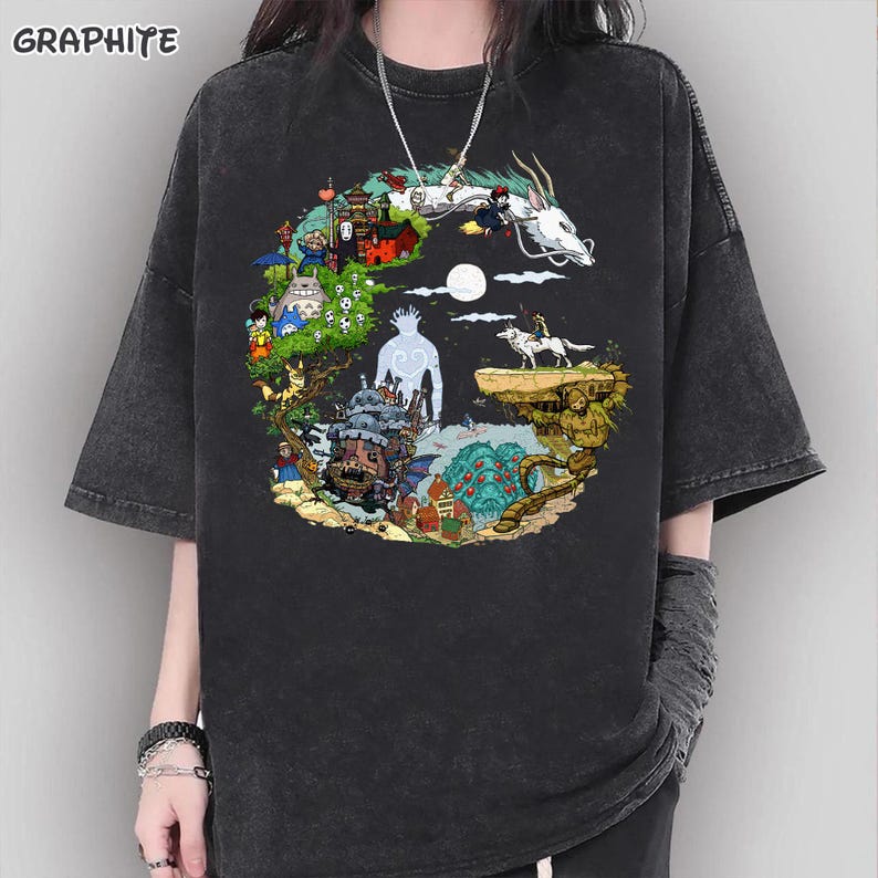 Ghibli Character T-Shirt, Spirited Away, Princess Mononoke, Totoro, Studio Ghibli T-Shirt, Ghibli Shirt, Hayao Miyazaki, Studio Ghibli Gift image 2