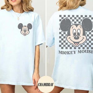 Vintage Disney Mickey Mouse Shirt, Retro Mickey Checkered Shirt, Disney Tee, Disneyland Shirt, Disney Family Matching Tee image 2