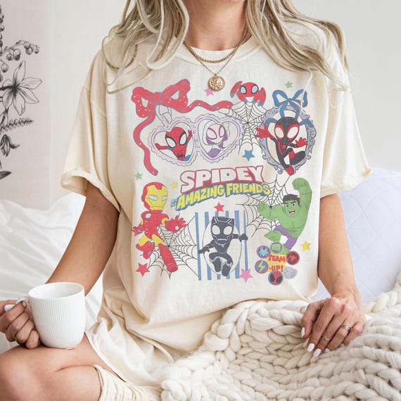 Comfort Colors Retro Coquette Spidey And His Amazing Friends Shirt, Ghost Spider Miles Checkered Tee, Marvel Family Birthday Trip 2026 Shirt