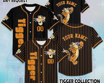 Personalized Tigger Baseball Jersey, Disney Winnie the Pooh Shirt, Matching Disney Trip Outfit, Birthday Gift