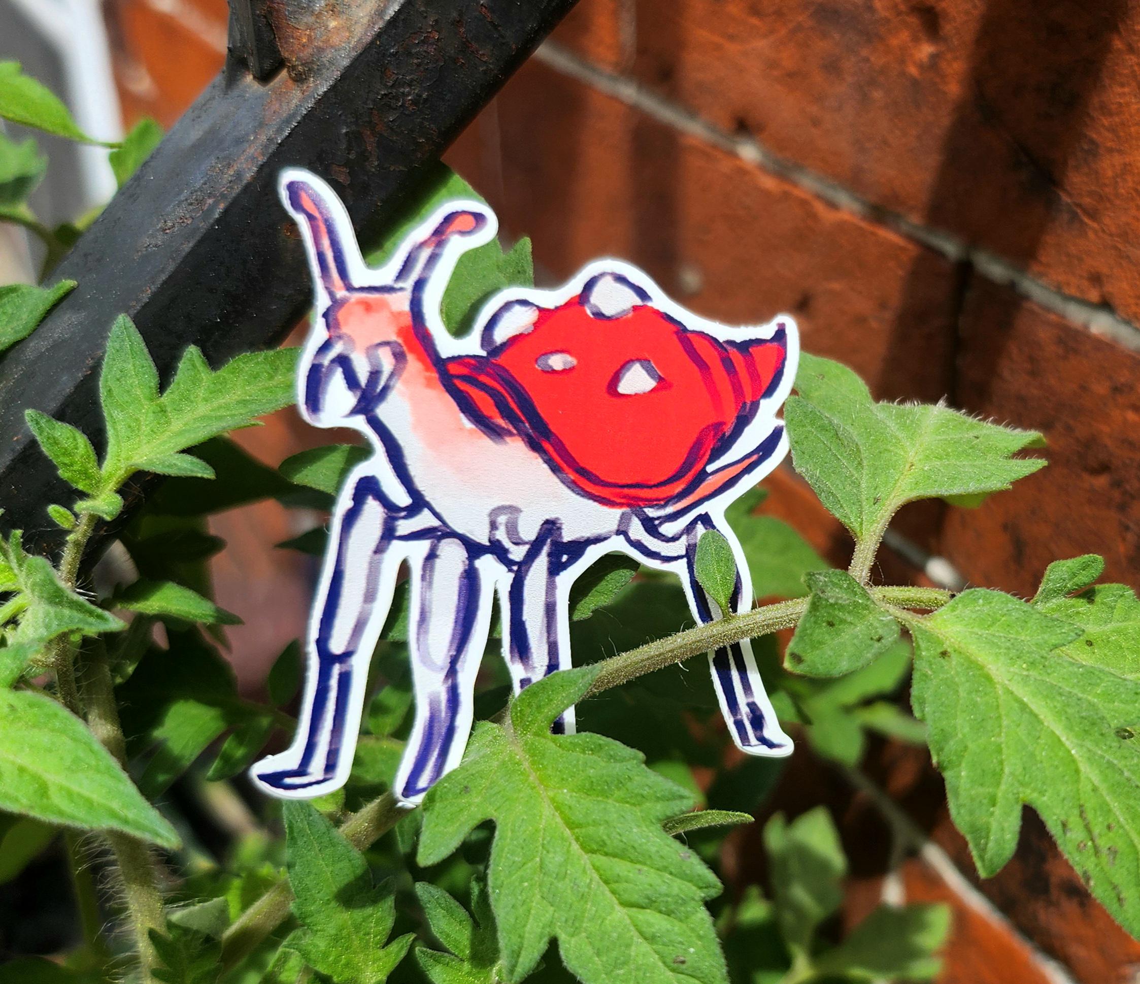 Hermit Crab & Amanita Mushroom Sticker, Vinyl Decapod Crustacean, Aquatic Animal, Fungi Design, Nature, Entomology Decor